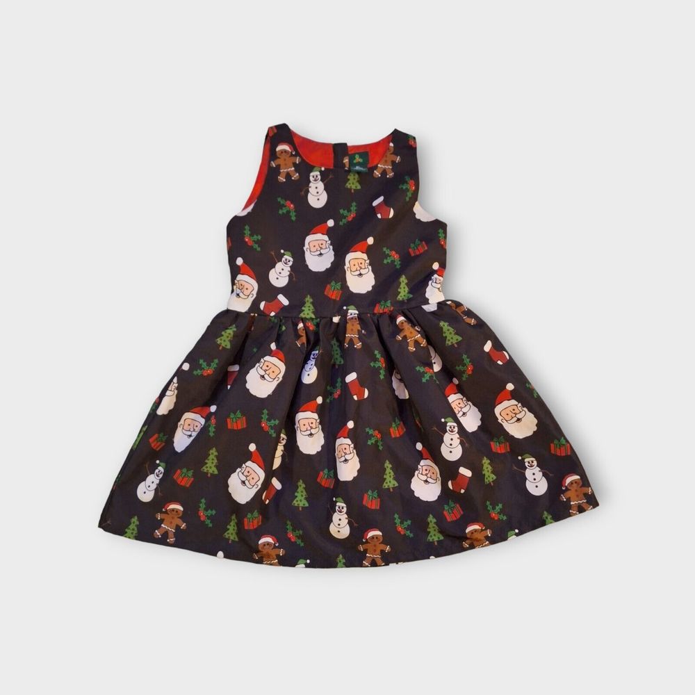 Girls Christmas Dress XL (10/12) Santa  Gingerbread Man Snowman Holly